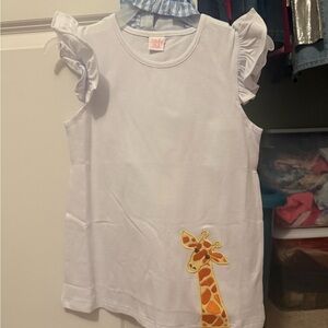 White Kids Shirt with Giraffe Design